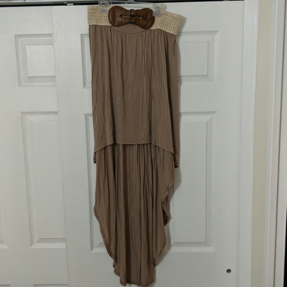 Tan hi-low skirt